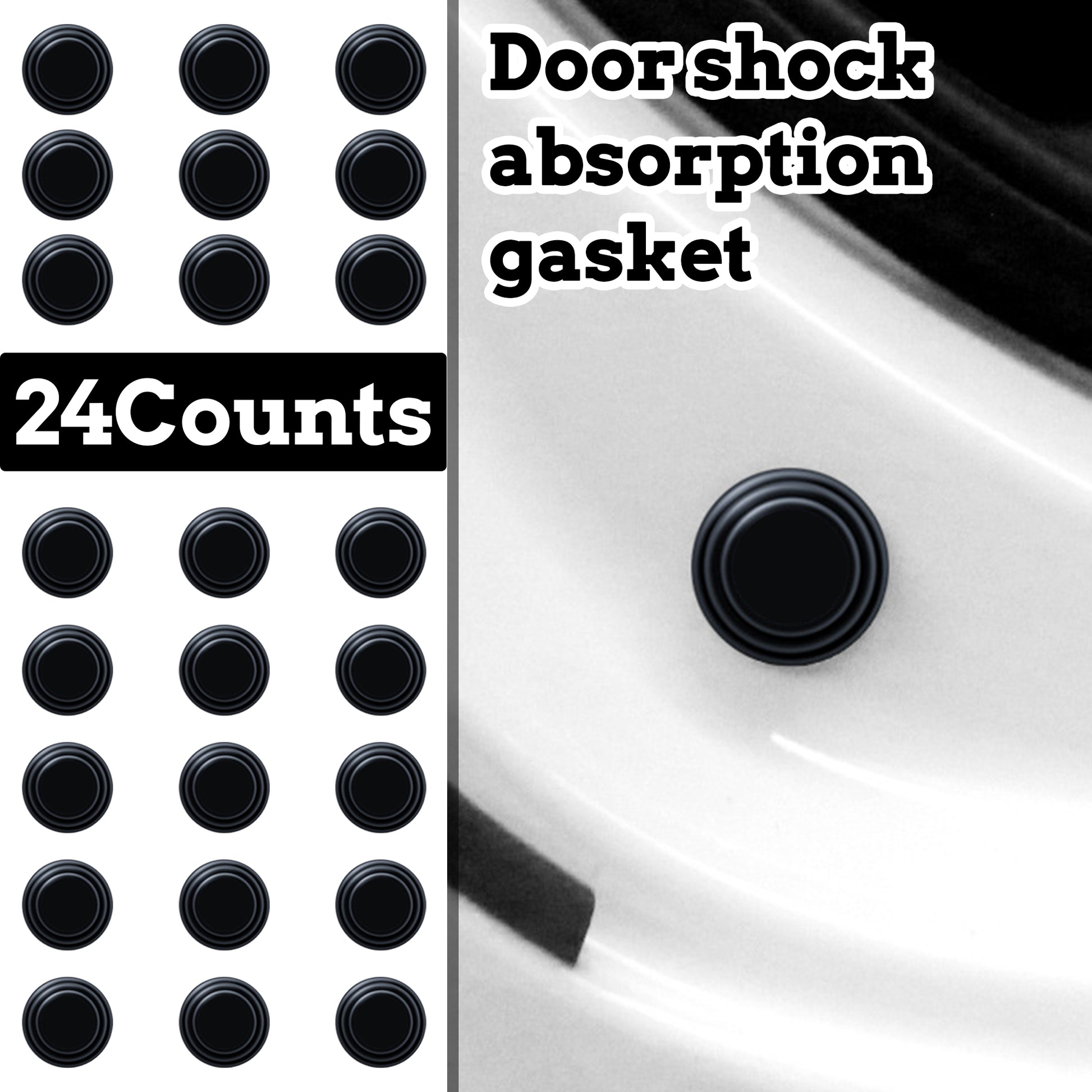 24 Counts Car Door Shock Absorbing Gasket,Water-Resistant Adhesive, Strong and Durable, Protects Car Paint