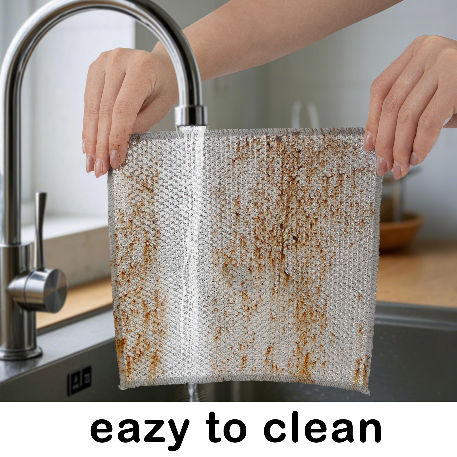10 Counts Wire Dishwashing Rag, Multipurpose Non Scratch Wire Dishcloth, Metal Cleaning Cloth for Wet and Dry, Reusable Steel Mesh Cloth for Cookware, Sinks, Stove Tops, Dishes