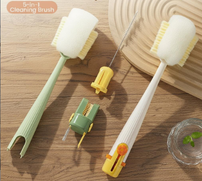 5-in-1 Bottle Cleaning Brush (Multifunctional) – For Cup Lid Cleaning & Home Kitchen Tasks