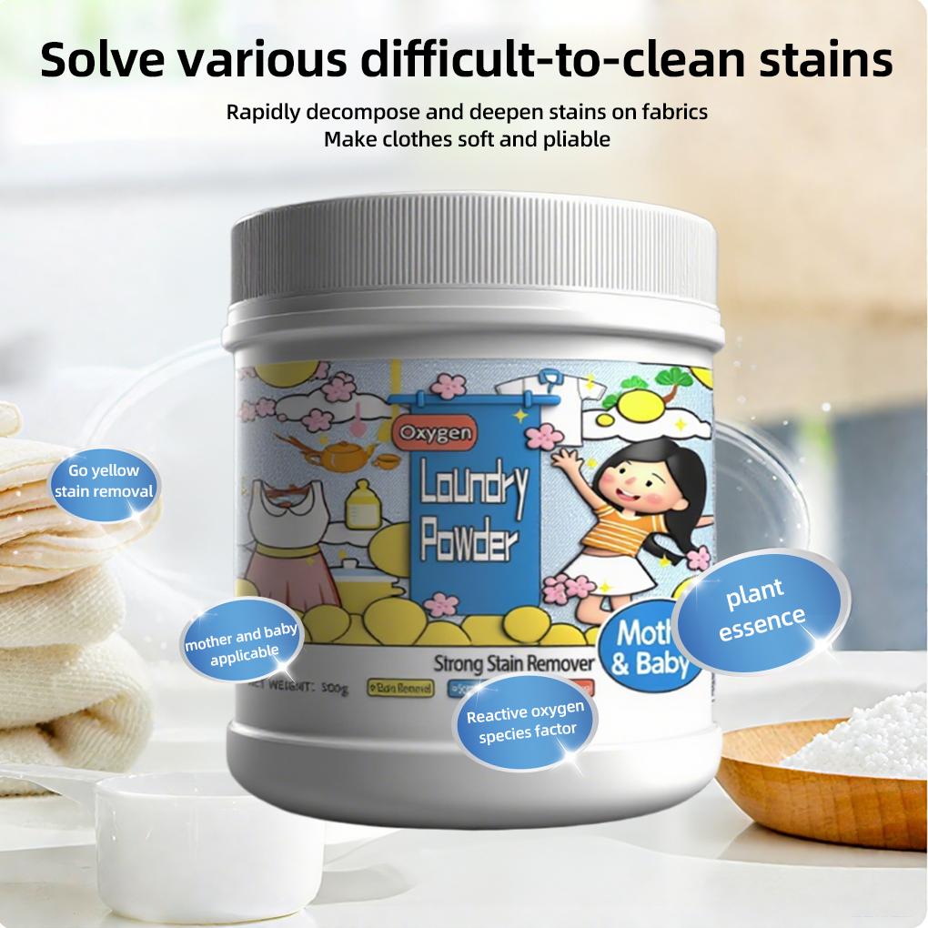 Hyper Concentrated Strong Stain Remover Powder for Clothes 500g,1st Time Amazing Stain Removal Even In 40°C Cold Wash, Lifts Tough Stains, Chlorine-Free Formula, Safe On Everyday Fabrics