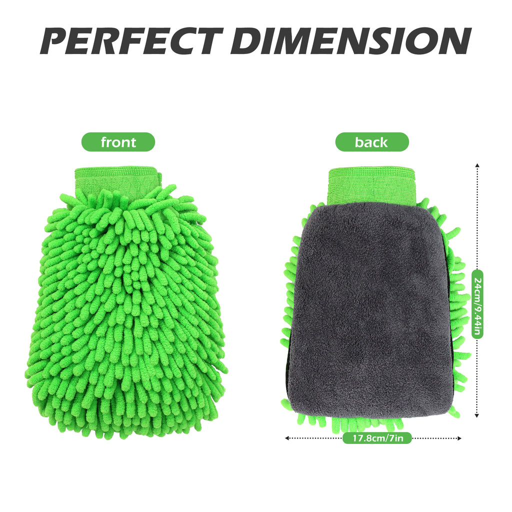 1 Count Premium Dual-Pile Microfiber Wash Mitt - Super Soft Scratch-Free Car Wash Glove with dual-sided design long pile for sudsing dense pile for dirt trapping, for Safe & Effortless Cleaning