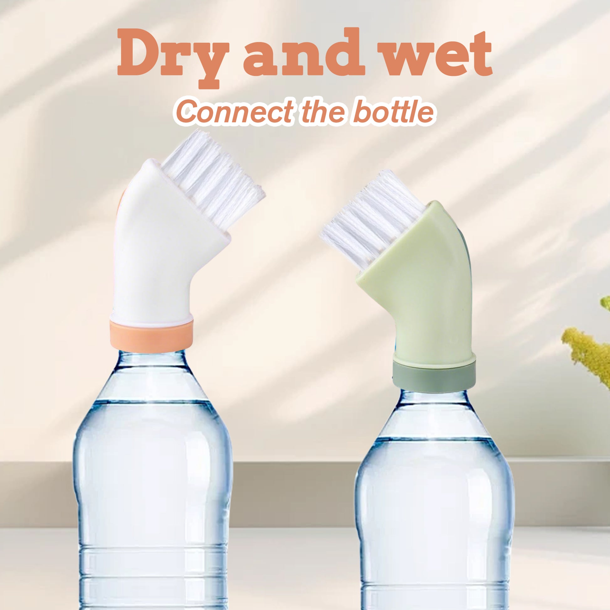 2 Counts Creative Water Bottle Brush Attachment, Random Color Deep Cleaning Brush with Spatula for Stubborn Stains in Kitchen & Bathroom