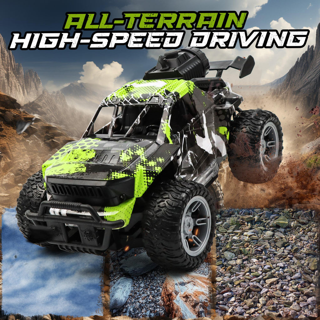 Remote Control Car, 2.4GHz High Speed 12KM/H RC Cars Toys, 1:18 RC Truck Off Road with Spray Function, LED Headlight and Rechargeable Battery, Gifts for Adults & Kids Over 8