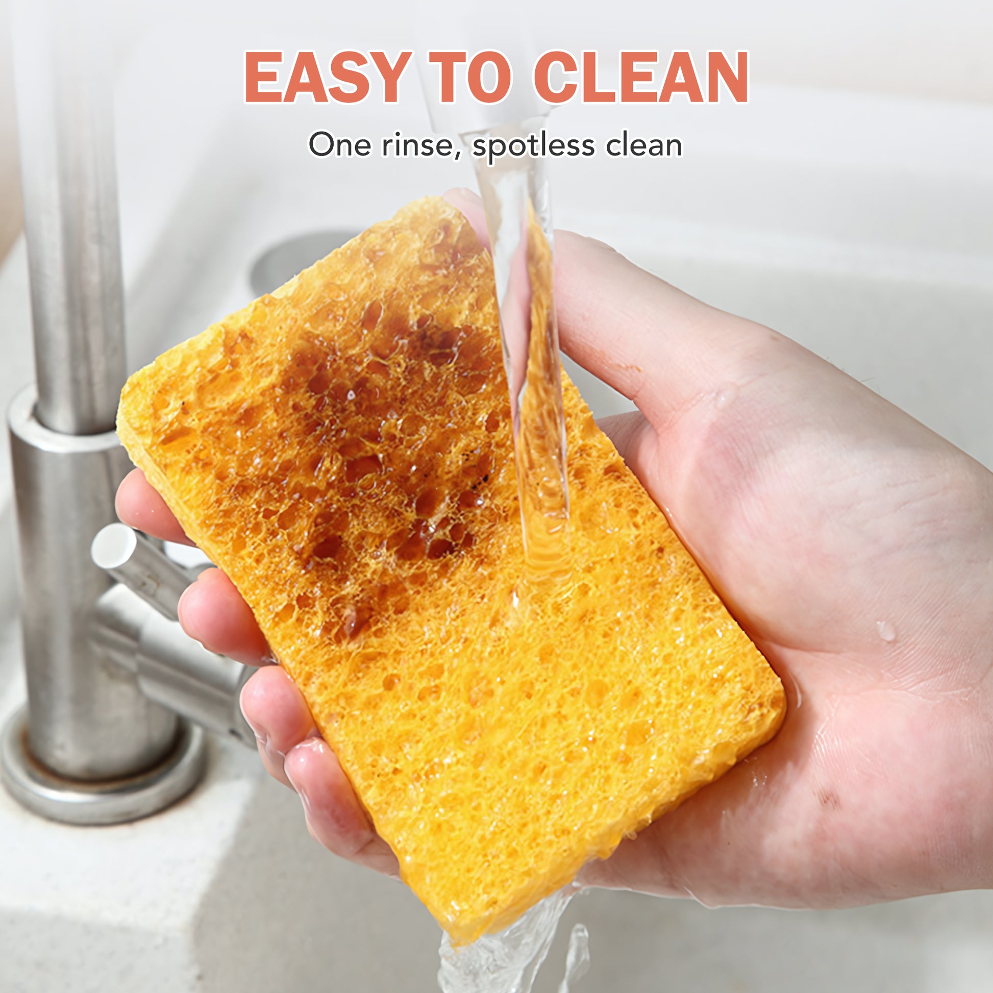 6 Counts Large Cellulose Sponges, thick wood pulp material for dish washing and cookware cleaning, rapid drying design