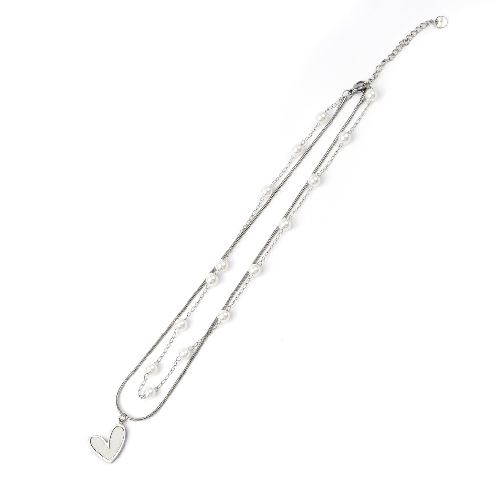 1 Count Silver-Toned Beaded Chain Necklace Pendant, Delicate Beaded Chain with Special Accents - For Casual and Formal Occasions