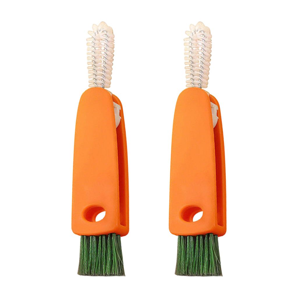 2 Counts Tiny Bottle Cleaning Tools, Compact Carrot Brush Set – Cleans Hard-to-Reach Spots Easily
