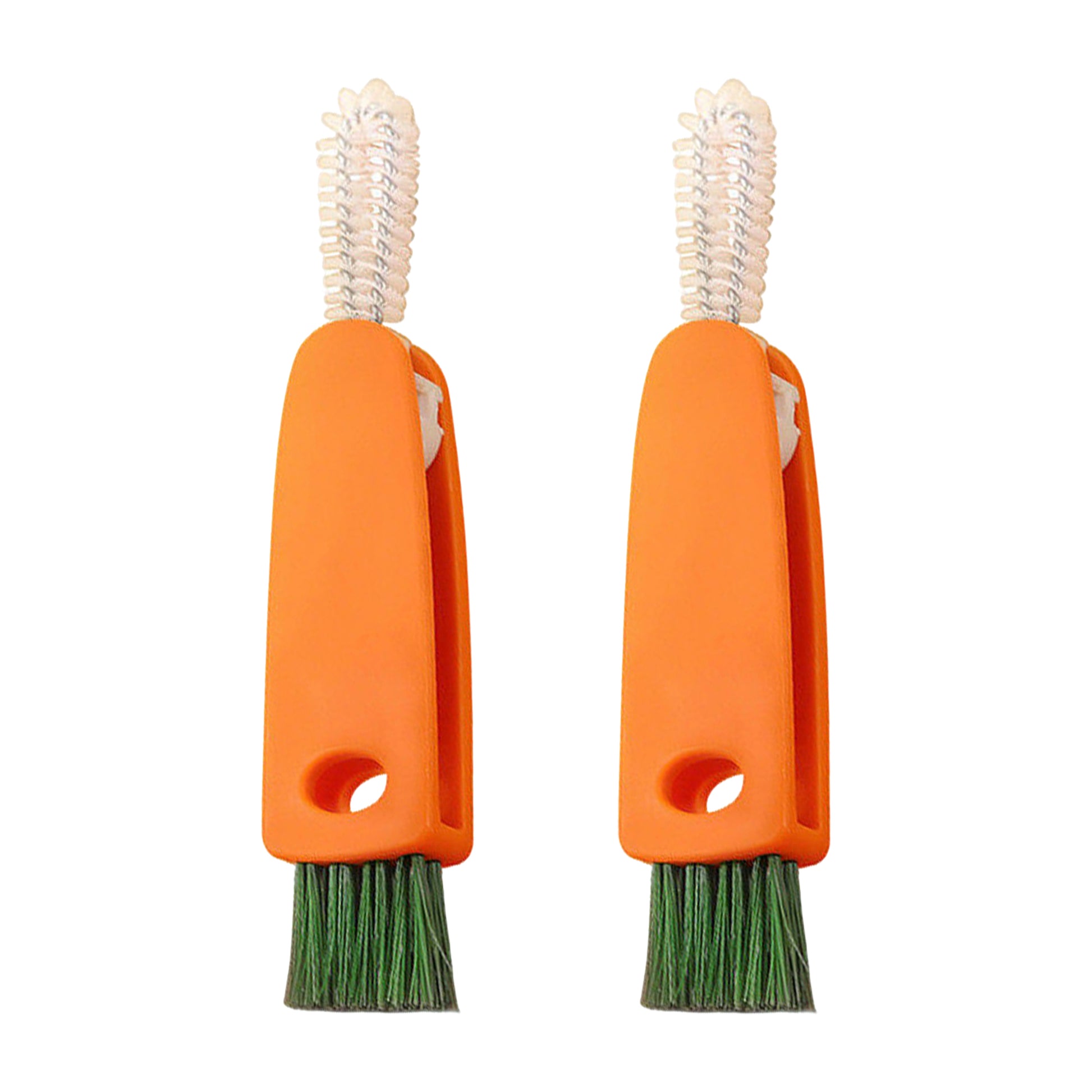 2 Counts Tiny Bottle Cleaning Tools, Compact Carrot Brush Set – Cleans Hard-to-Reach Spots Easily