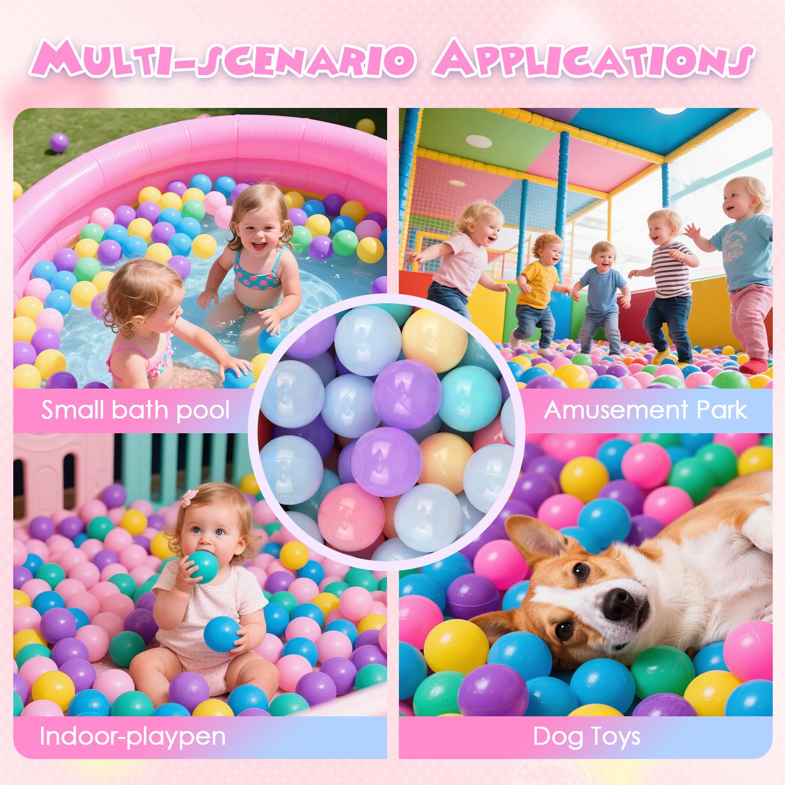 100 Counts 5 Colors Plastic Ball Pit Balls Boy Style Play Balls for Toddlers with Durable Storage Mesh Bag