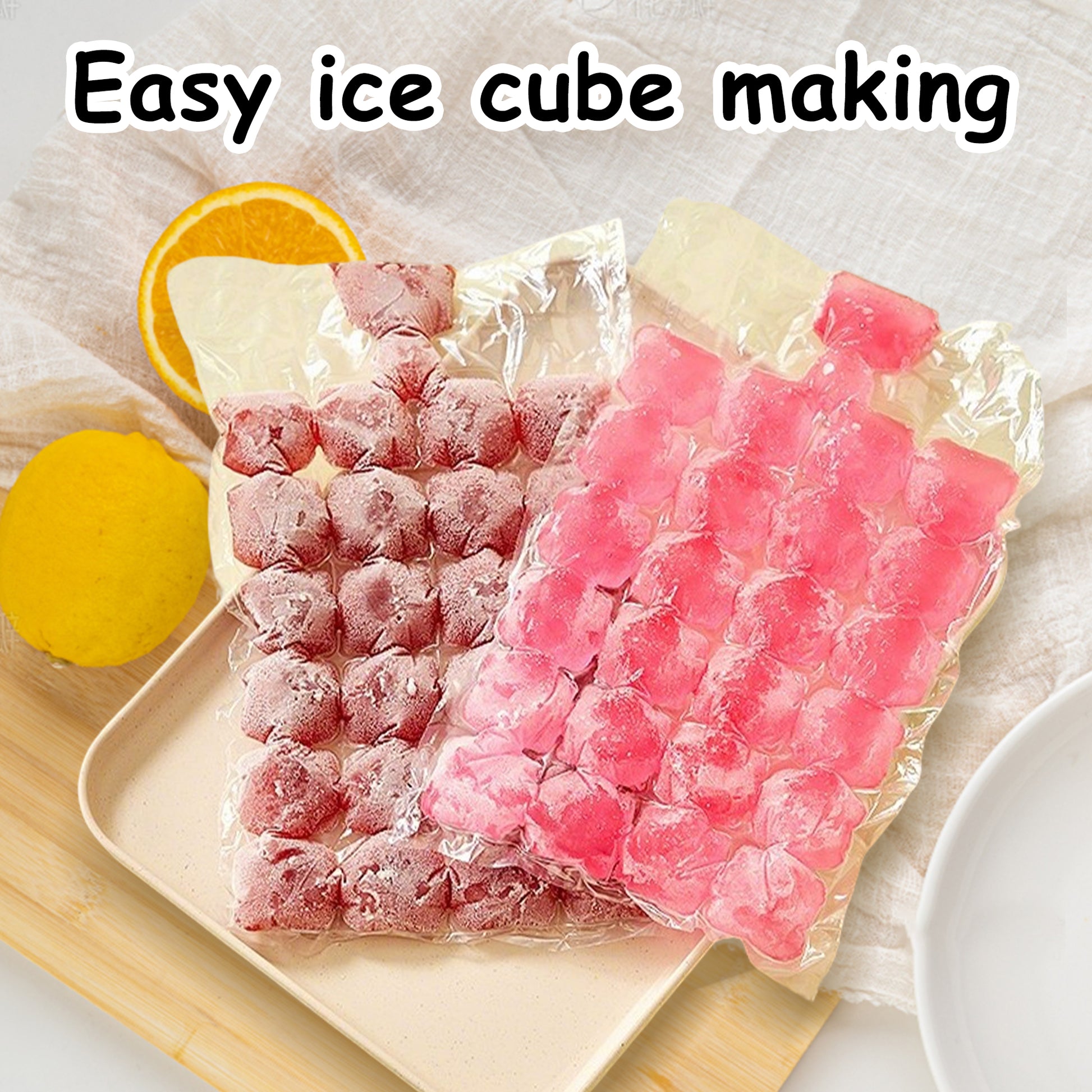 50 Counts Disposable Ice Cube Bags，24 Cubes Per Bag，Compact Freezer Storage，transparent color