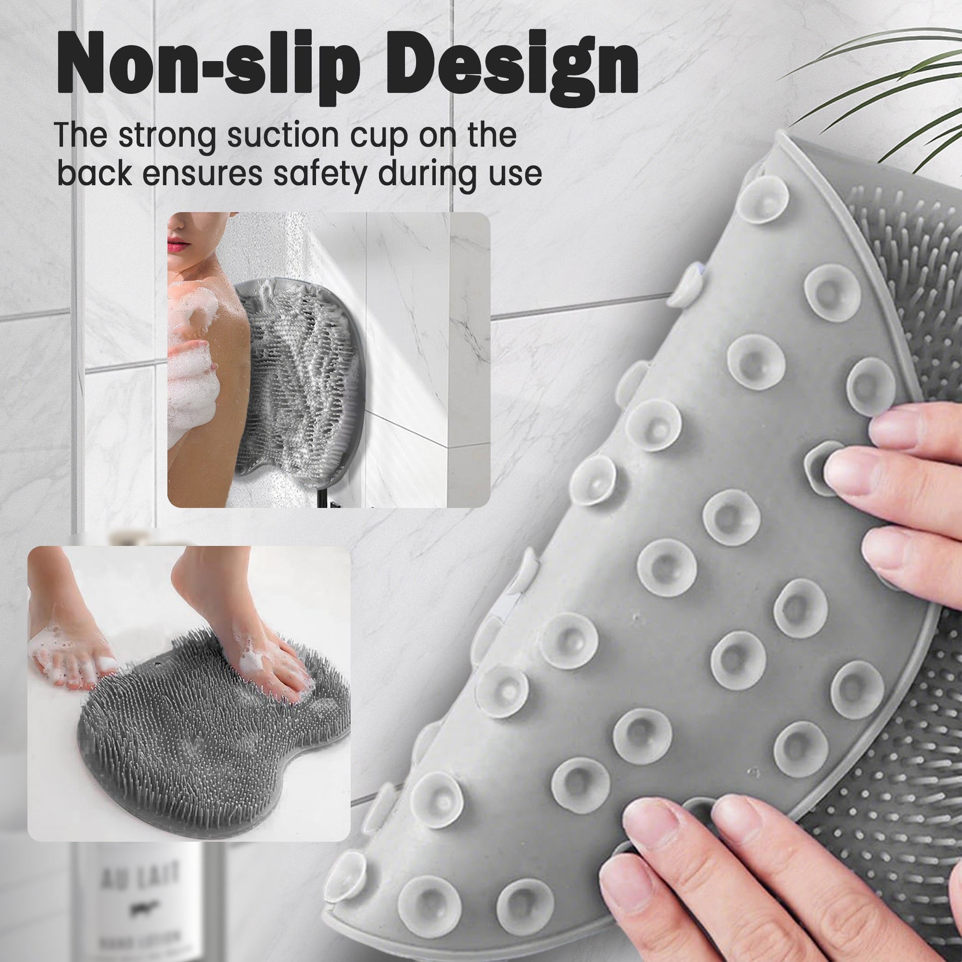 Shower Foot Scrubber Mat, Non-slip Back Washer Back Exfoliating Bath Wash Pad, Wall Mounted Slip Foot Scrubber for Cleaning and Exfoliating, Foot Cleaner for Men and Women