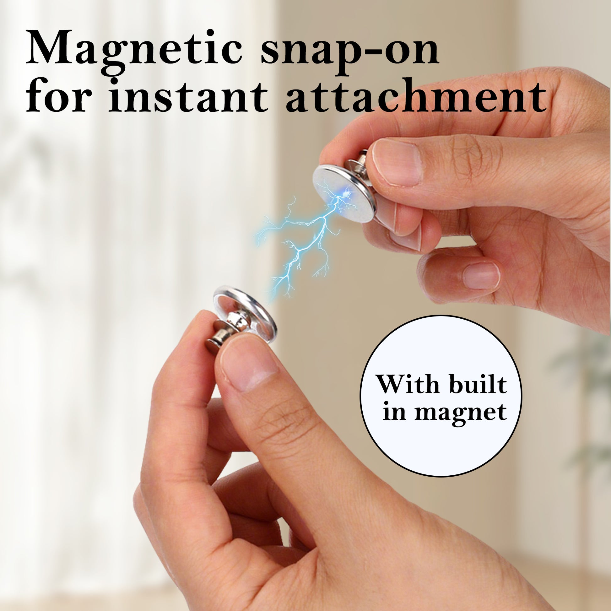 16 Counts Magnetic Window Coverings Clips, Two-Way Magnetic Closure for Curtains, Light Blocking Magnets for Home & Office