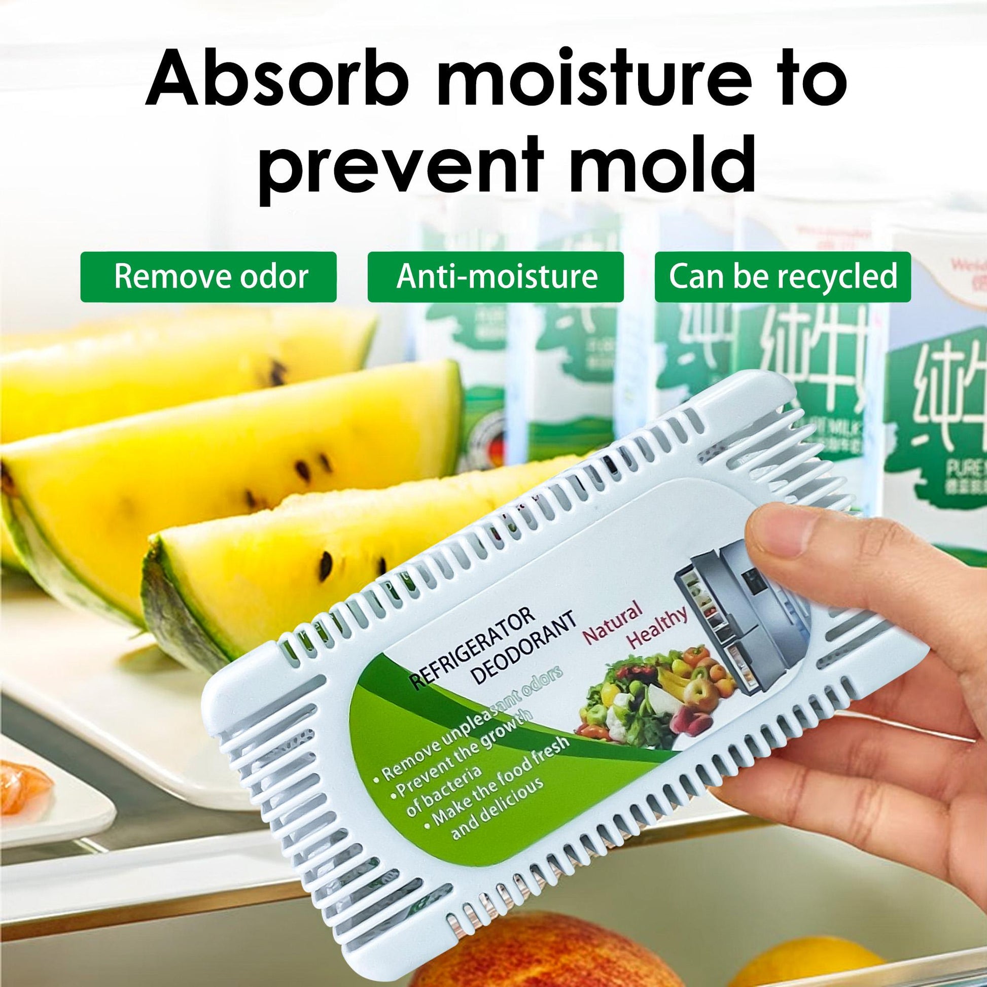 Fridge and Freezer Deodorizer,Reusable Odor Eliminator & Moisture Absorber, Unscented Activated Carbon Formula, Suitable for Refrigerators, Freezers, Coolers, Closets and Trash Cans