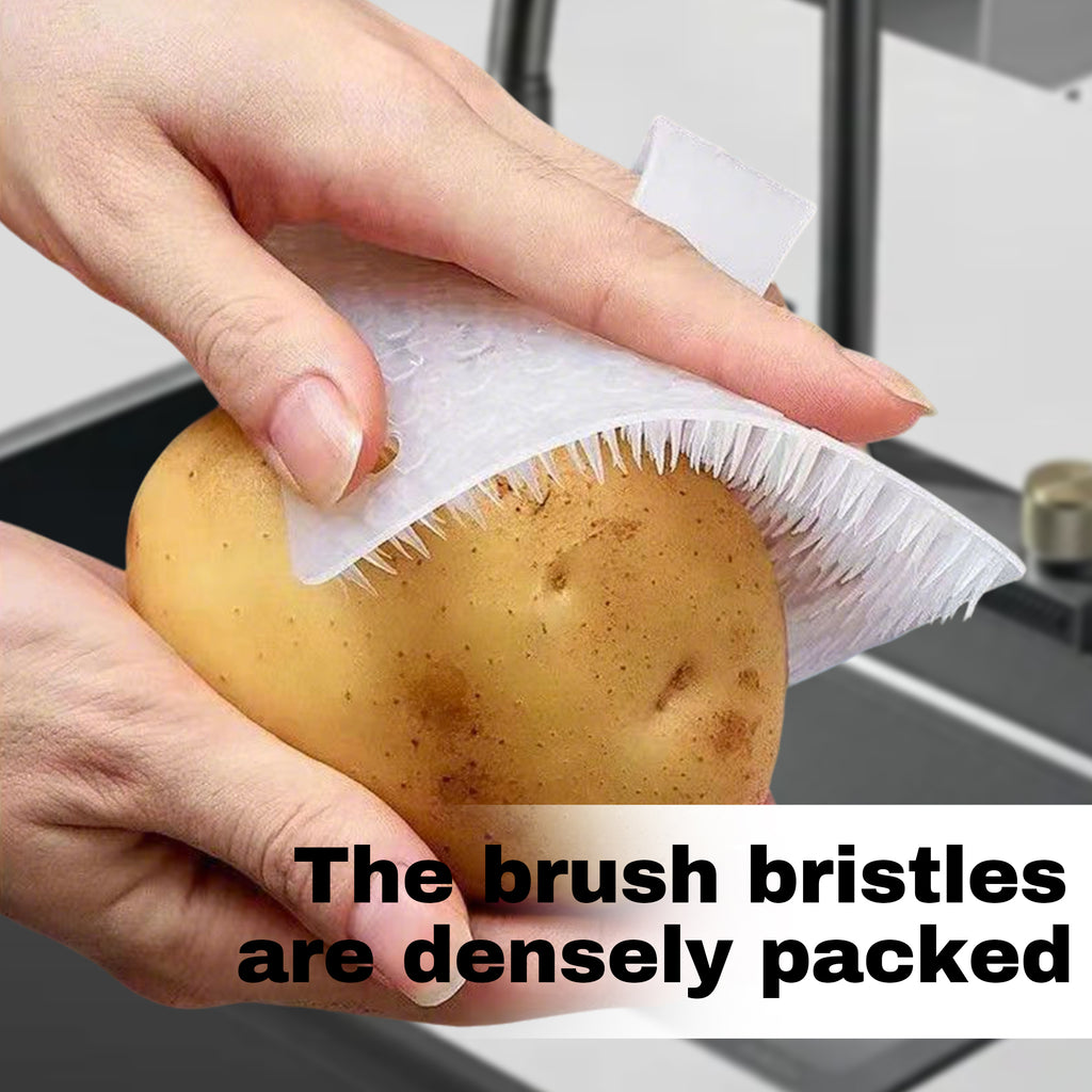 4 Counts Vegetable Scrubber, Gently Cleans Fruits and Vegetables, No-Slip Finger Grip Design,white