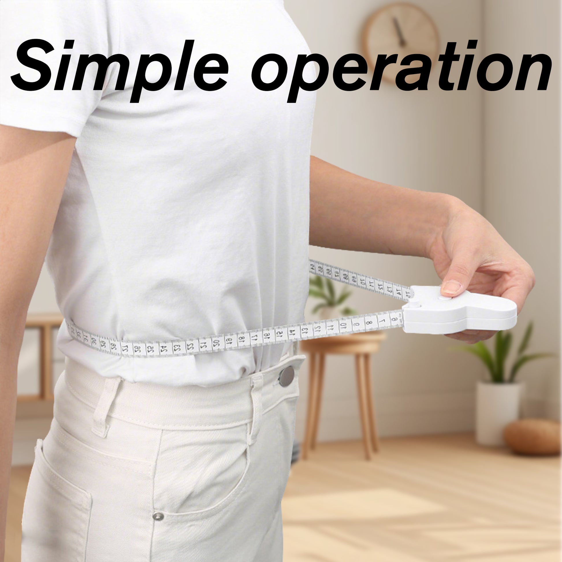 1 Count Body Measuring Tape 60 Inch, Quick-Retract Button for Tangle-Free Storage, White