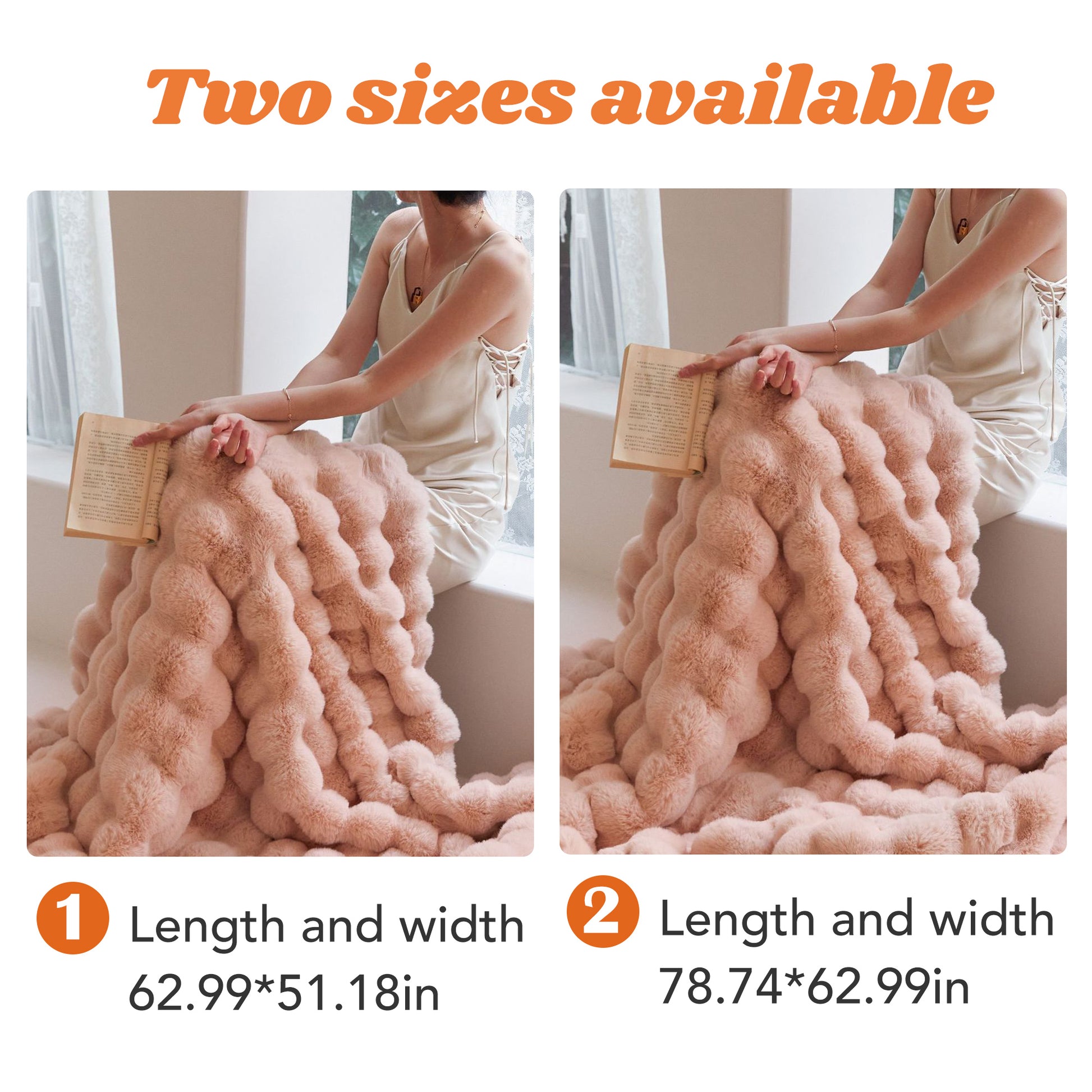 1 Count Soft Faux Fur Throw Blanket, thick pile construction for couch use and bedroom ornament,  long pile surface for tactile comfort and visual appeal