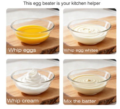 Stainless Steel Hand-Push Rotary Whisk A hand mixer stirrer for cooking, perfect for blending, whisking, beating, and stirring tasks.