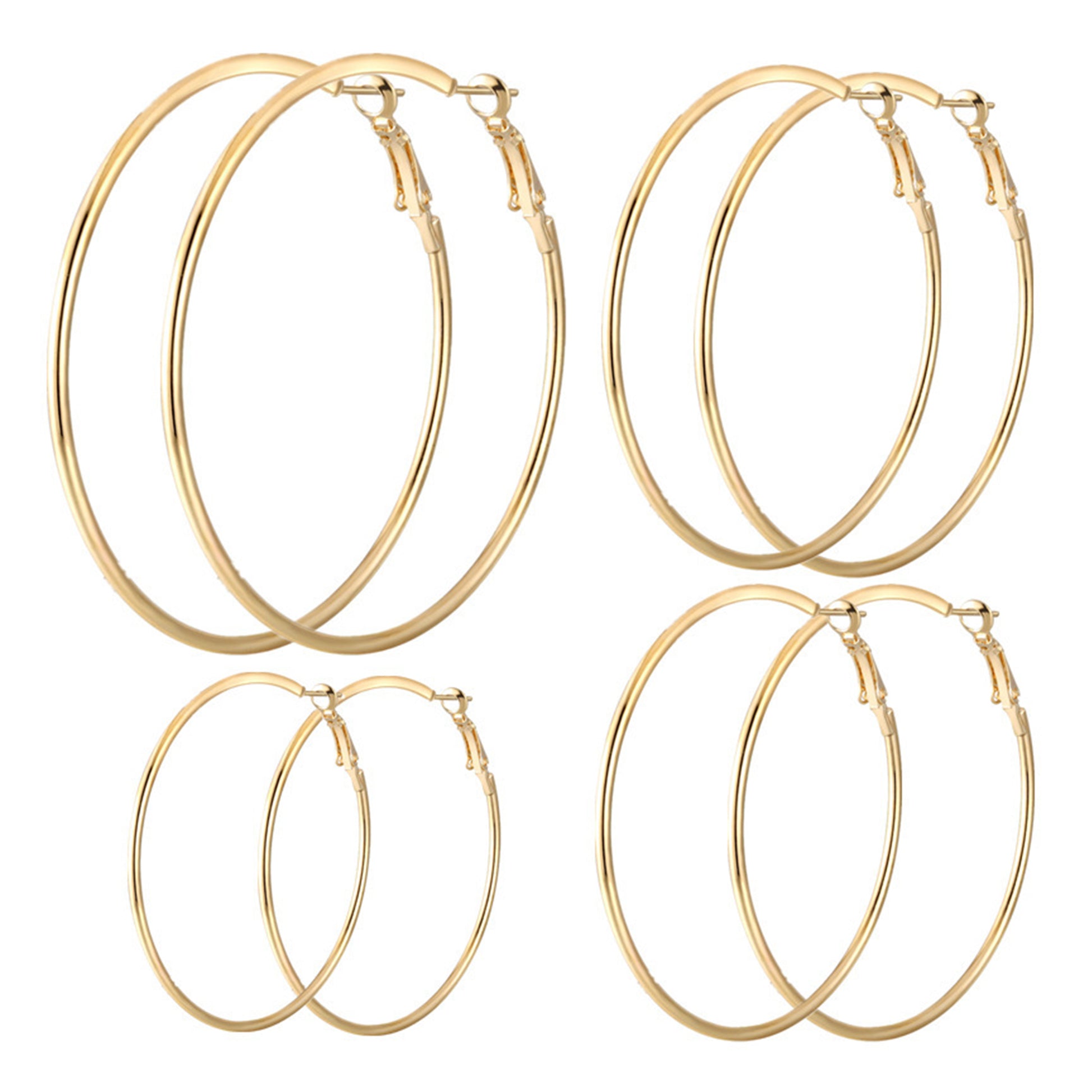 4 Counts Women's Gold Hoop Earrings Set, hypoallergeniclightweight with dangle design