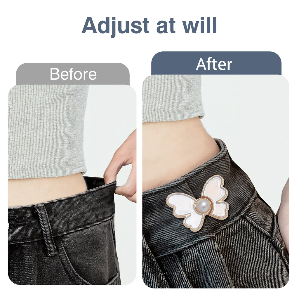 10 Counts Butterfly Waist Cinching Button, No Sewing Required. Easy to Use, Adjustable Fit for Loose Pants,black