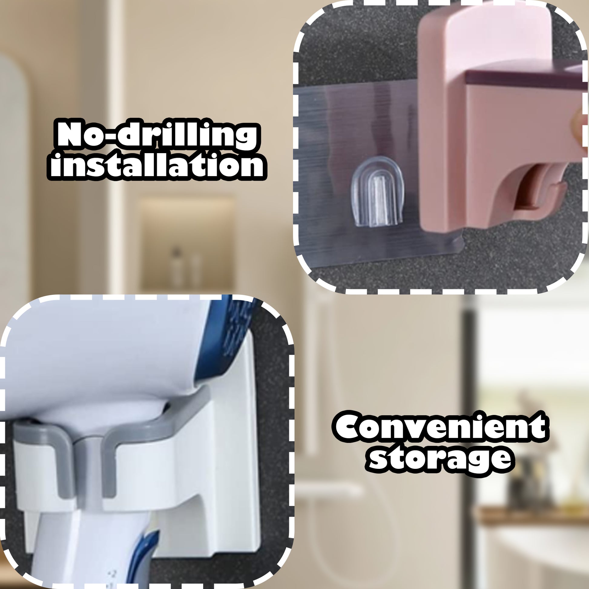 2 Counts Hair Dryer Holder, Assorted Random Colors Self-Adhesive Holder, Cord Management for Blow Dryer, No-Punching Installation