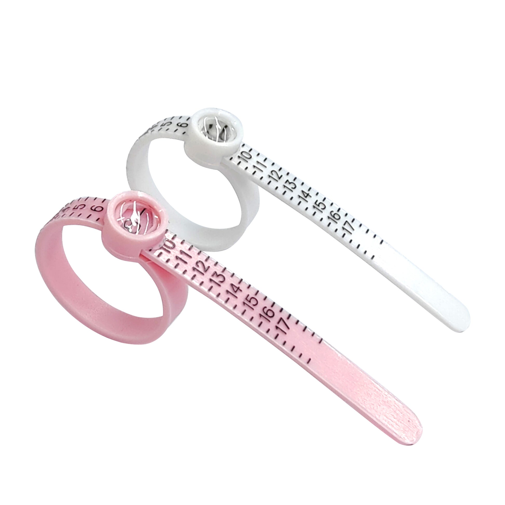 2 Counts Ring Sizer Measuring Tool, Reusable Finger Sizer Belt with Magnified Glass Pink & White