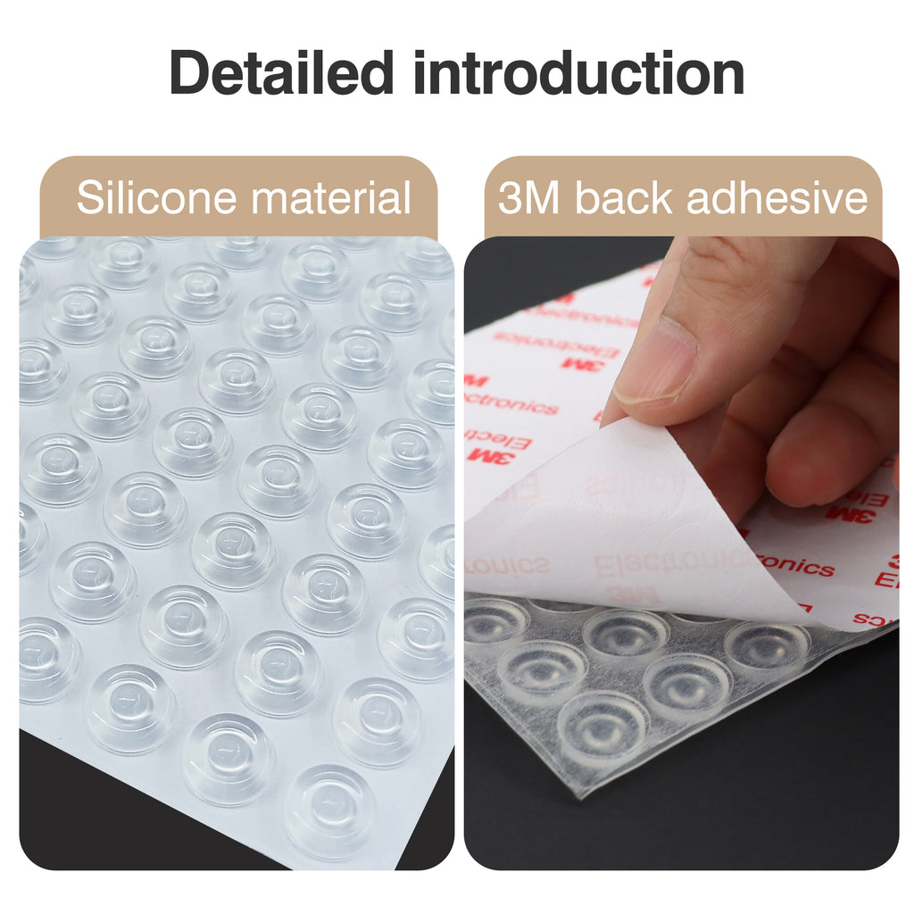 128 Counts Self-Adhesive Cabinet Door Bumper, Clear Silicone Bumpers Dots for Quiet Closing, Rubber Cabinet Door Stoppers