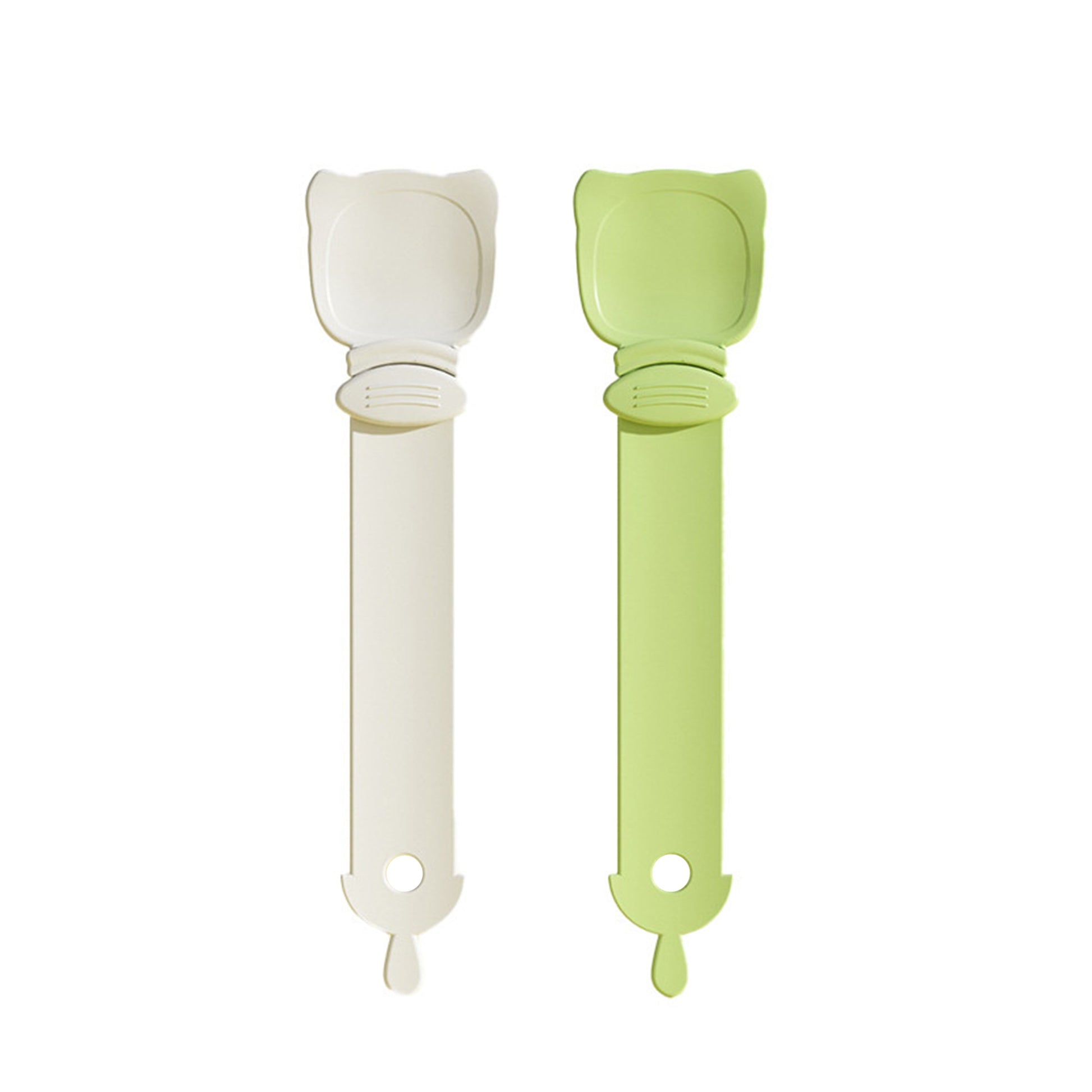 2 Counts Cat Strip Feeders, Cute Cat Head Shape Cat Strip Squeeze Spoons in Mixed Colors