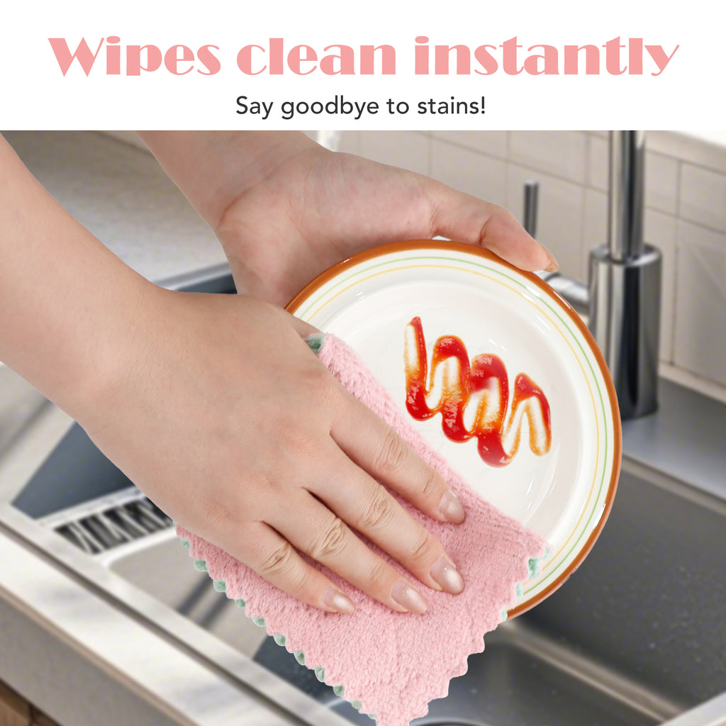 10 Counts Cleaning Cloth for Kitchen, Microfiber Premium Fabric Cloths, Double-Sided Dish Cleaning Cloths, Reusable Multi-function Home Cleaning Cloth, Random Colors
