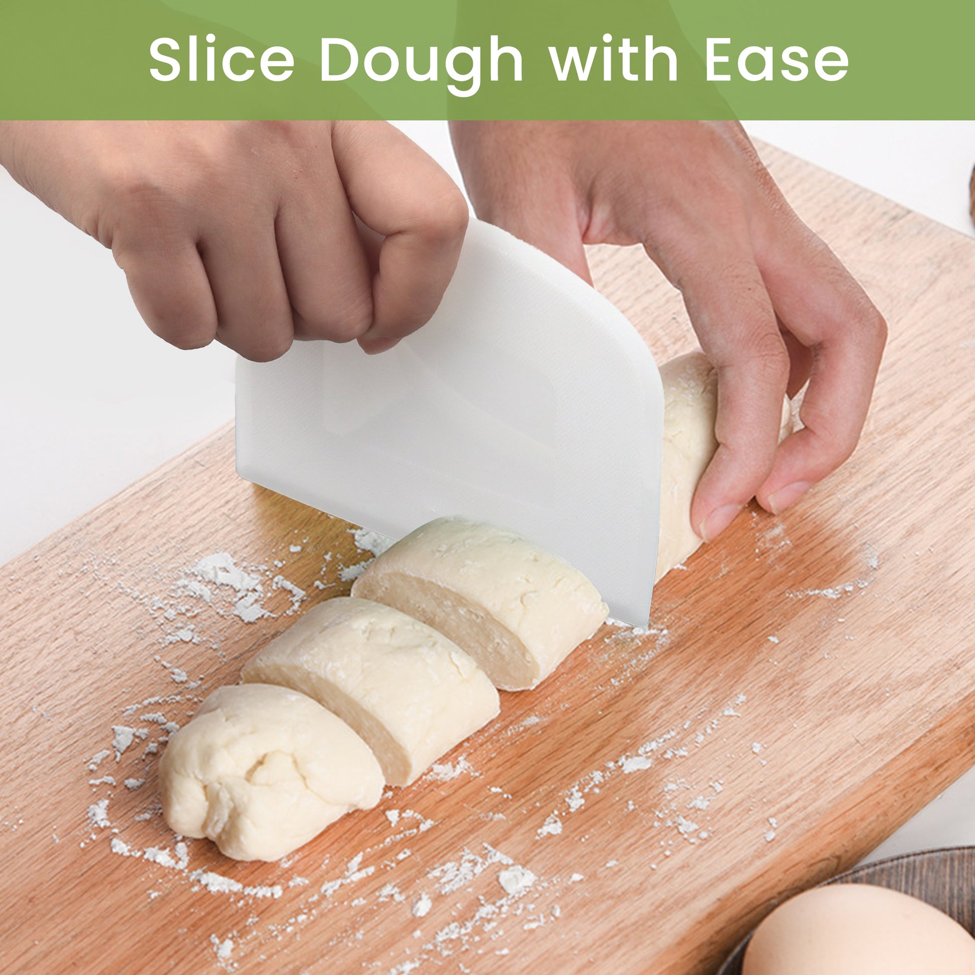 2 Counts Food - Grade Plastic Baking Tools, Green Bowl Scraper Set for Dividing Bread Dough & Removing Batter Residue