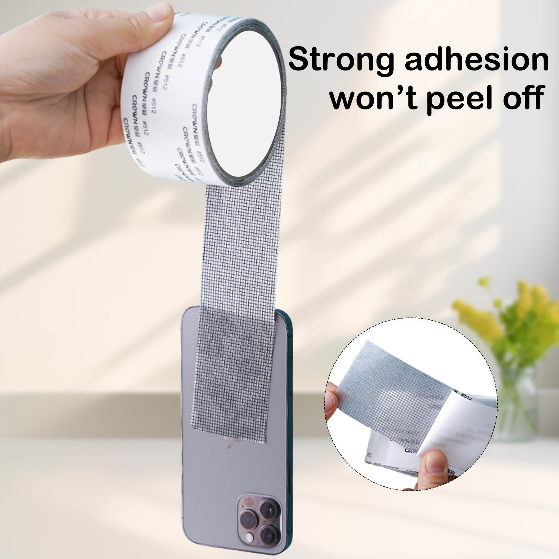 1 count Super Adhesive Screen Repair Tape , Long-Lasting Adhesion ,Easy Cut-to-Size Application , Mesh Screen Restoration , Door & Window Repair,gray
