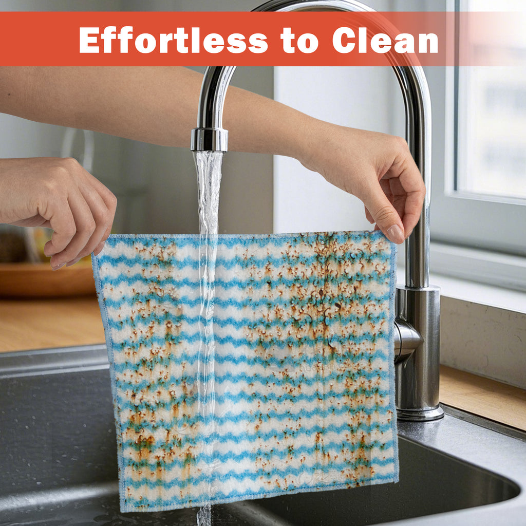 10 Counts Microfiber Cleaning Cloth, Kitchen Towels Absorbent Streak Free Cleaning Towels for Dish Drying Washing, 9.84" x 9.84" Striped Washable and Reusable Towels Random Color