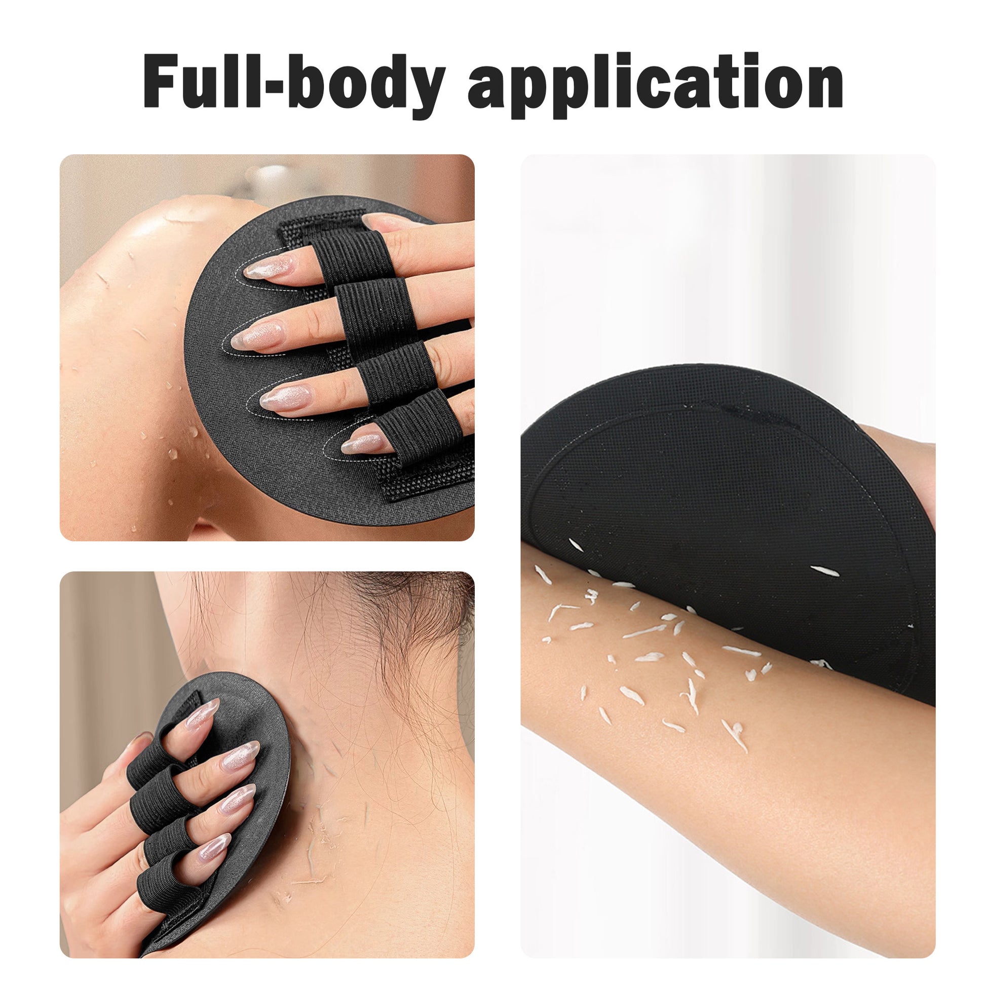 4 Counts Soft Rubber Shower Scrubber for Efficient Cleansing Body, Painless Remover Dead Skin Rubber Shower Scrubber, Skin Scrubber Exfoliator, Black