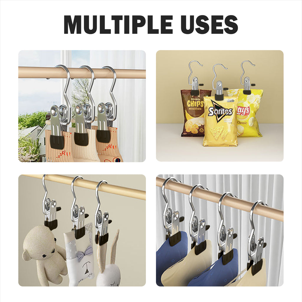 16 Counts Boot Hangers for Closet, Premium Anti-Rust Metal Hanging Hook Clips,Multi Function Clothes Hooks for Home, Travel, Pants, Socks, Handbags