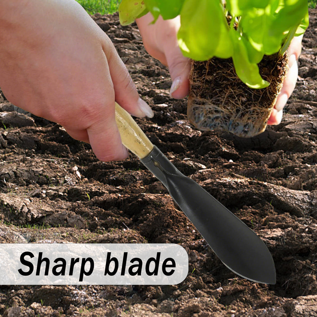2 Counts Garden Shovel, Garden Pointed with Pointed Tip and Flat Tip, Wooden Handle for Reducing Hand Fatigue, Used for Digging Weeding