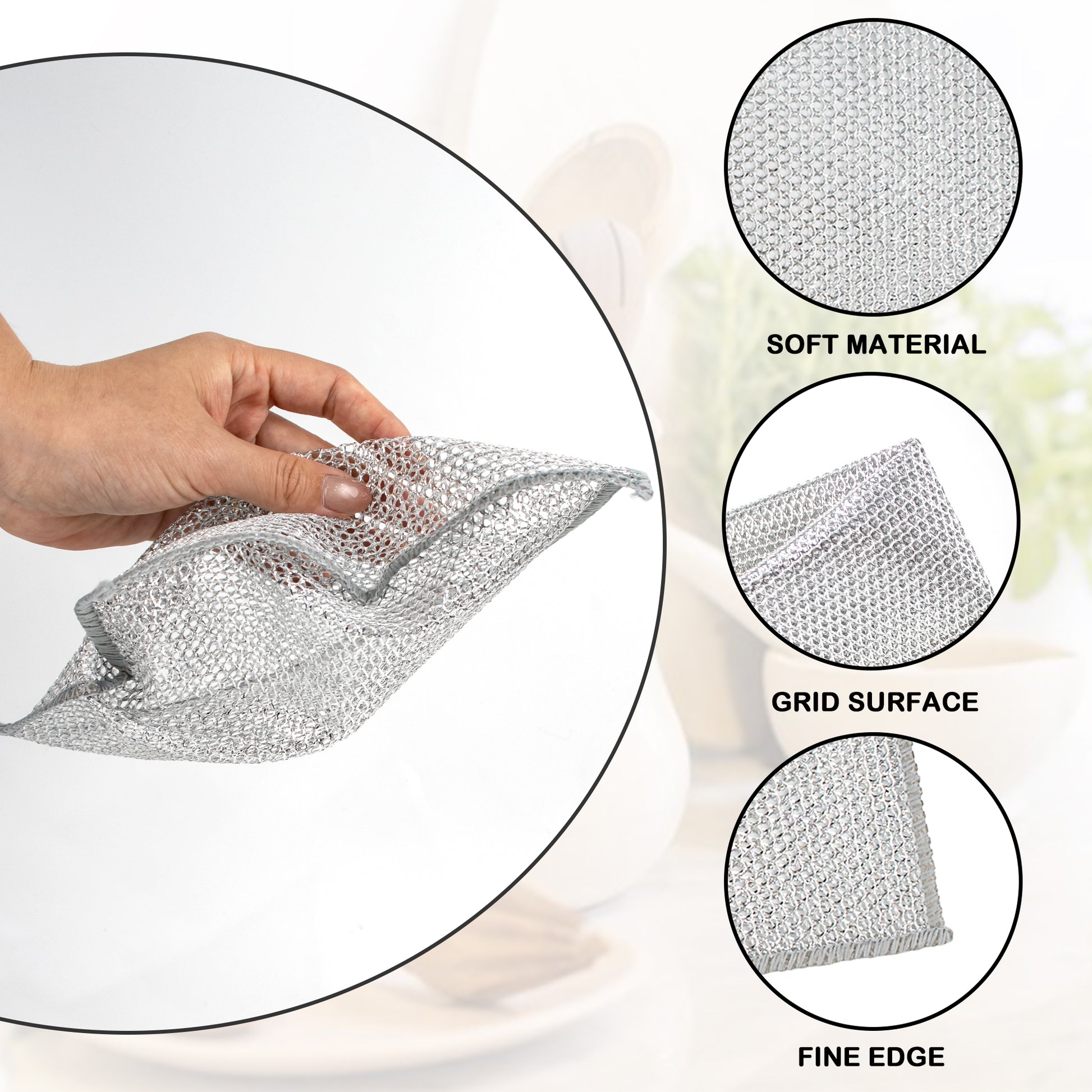 10 Counts Wire Dishwashing Rag, Multipurpose Non Scratch Wire Dishcloth, Metal Cleaning Cloth for Wet and Dry, Reusable Steel Mesh Cloth for Cookware, Sinks, Stove Tops, Dishes