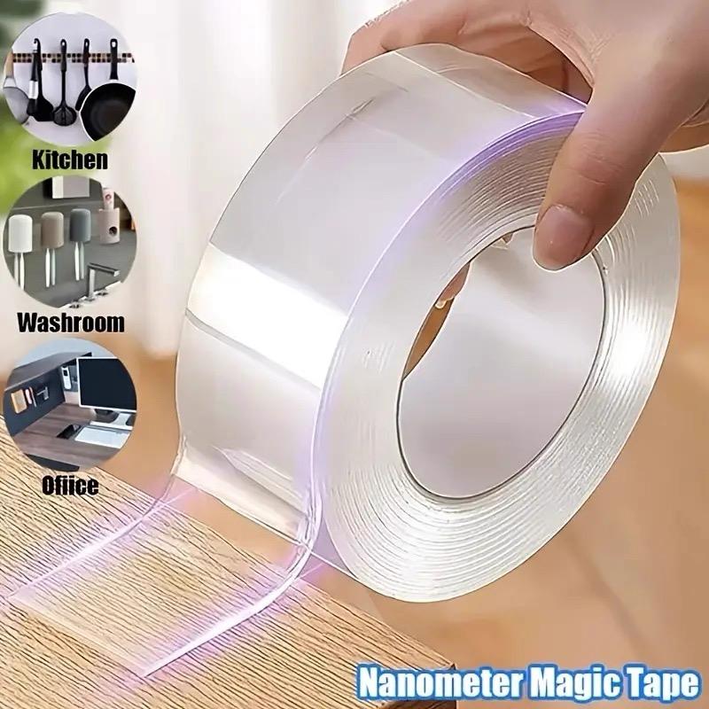 1 Count Ultra-strong Double Sided Adhesive,Nano Tape  Transparent Reusable Waterproof Tapes Heat Resistance Bathroom Home Decoration