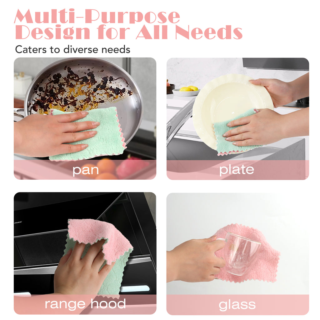 10 Counts Cleaning Cloth for Kitchen, Microfiber Premium Fabric Cloths, Double-Sided Dish Cleaning Cloths, Reusable Multi-function Home Cleaning Cloth, Random Colors