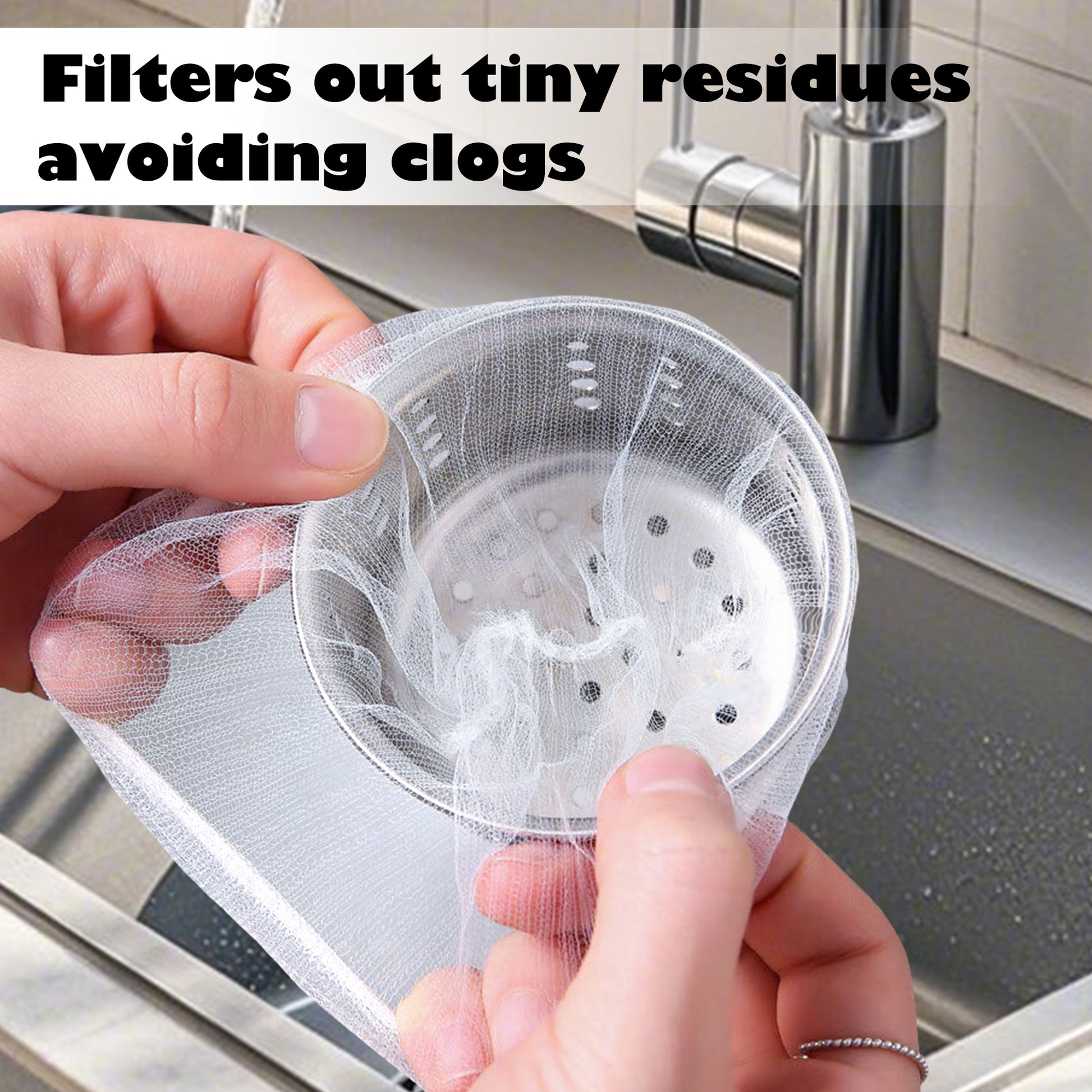 300 Counts Kitchen Disposable Mesh Sink Strainer Bag, Blocks Hair and Food Residue, Disposable Design for Easy Replacement,Practical for Regular Cleaning