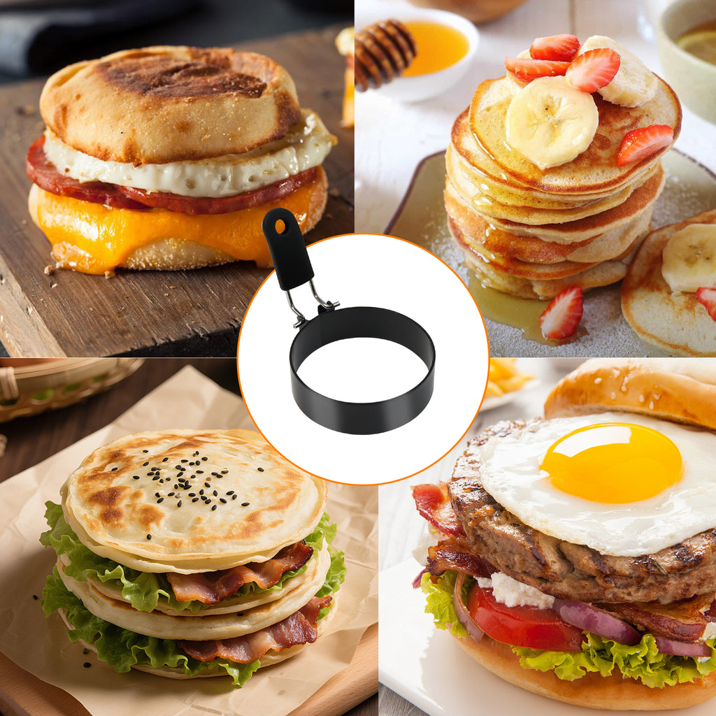 4 Counts Food-Grade Non-Stick Stainless Steel Round Egg Rings ,Multi-Functional Use ,Pancake & Omelet Molds ,Camping & Kitchen Essential