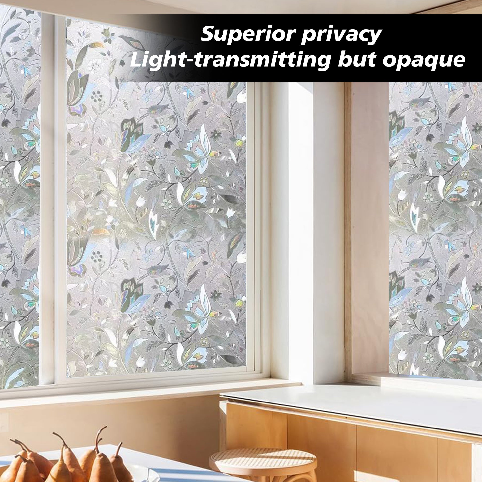 1 Count Window Privacy Film, Static Cling Removable Window Tint, Sun and UV Blocker for Glass Doors, Reflective Mirror Privacy Film