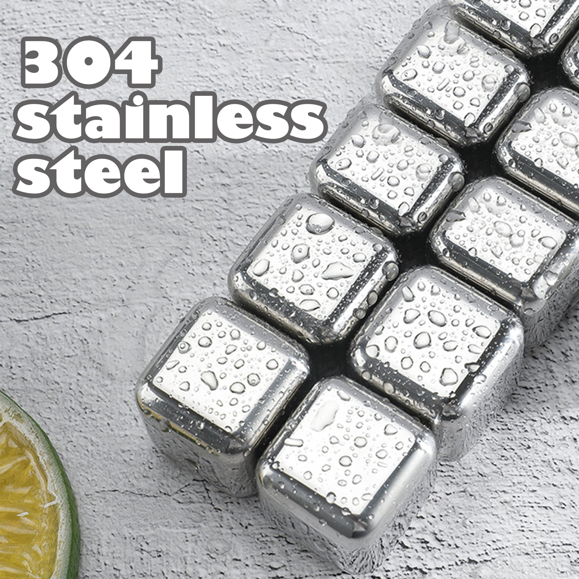 8 Counts Whiskey Stones Gift Set, Reusable Stainless Steel Cooling Stones with Tongs for Chilling Beverages