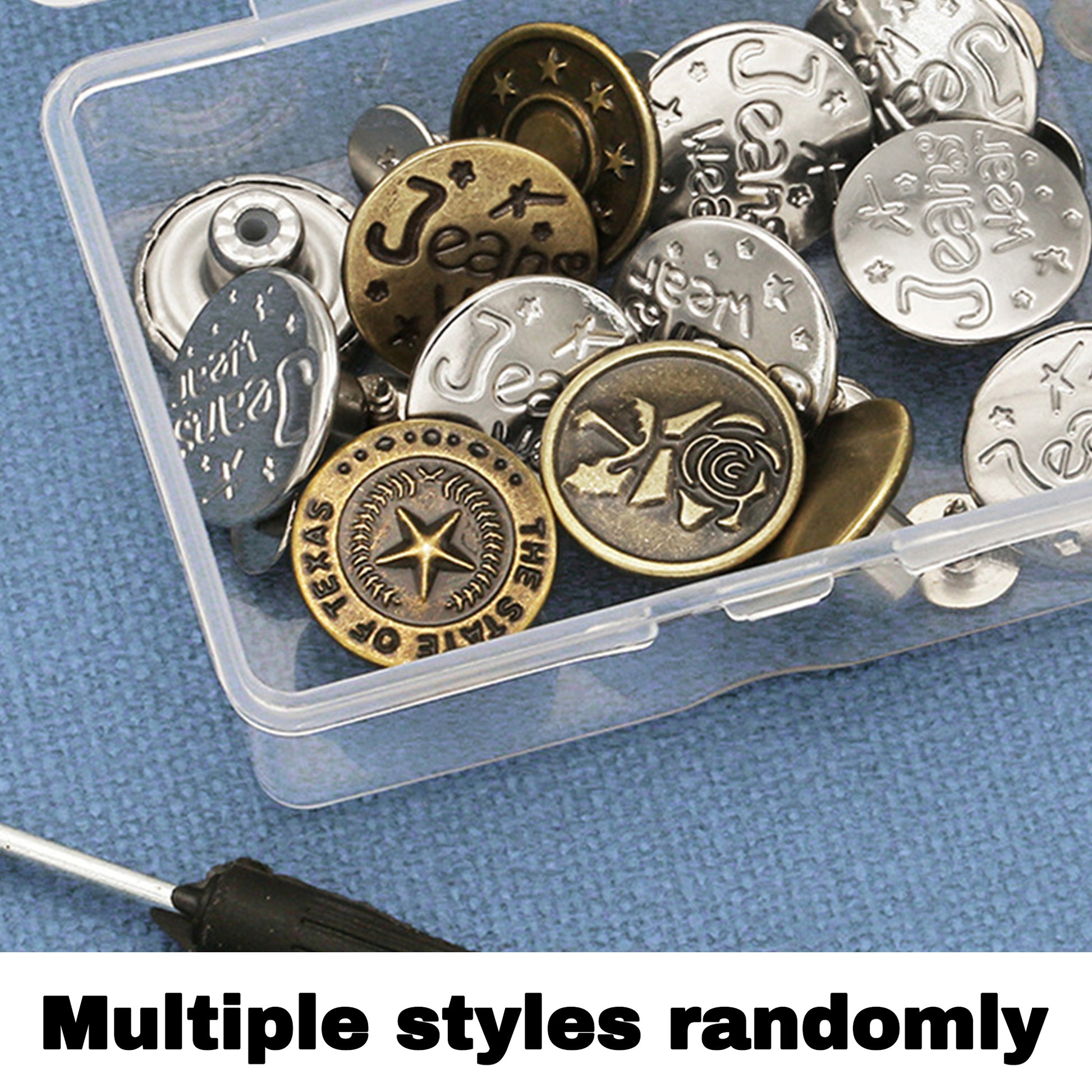 20 Counts Jeans Buttons Replacement ,Metal Adjustable Buttons , Pants & Skirts Application，Random Style