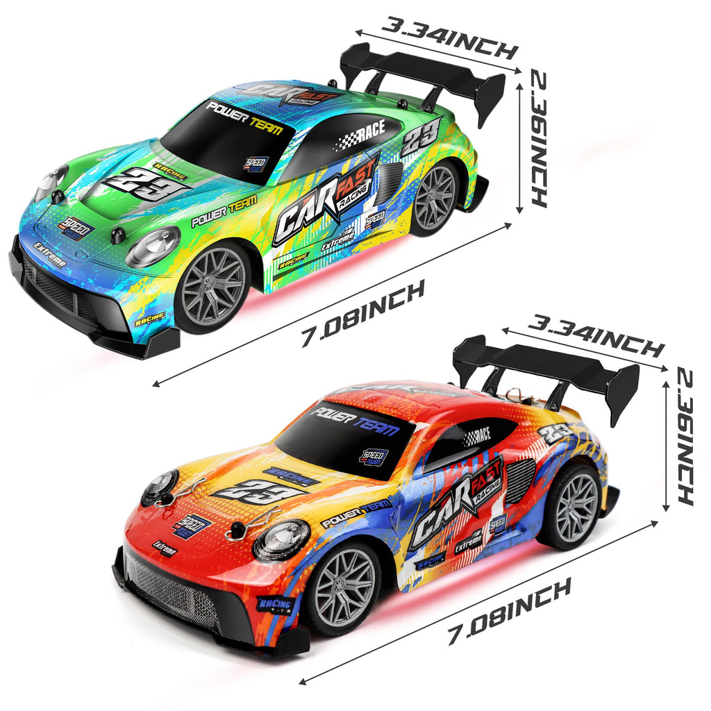 2-Car Set Drift RC Car: Electric Toy Car for Hobby Racing with Controller, 1:24 4WD High Speed RC Drift Cars (Equipped with LED Lights, Drifting Tires & Two Batteries), Christmas Gift for Adults & Kids