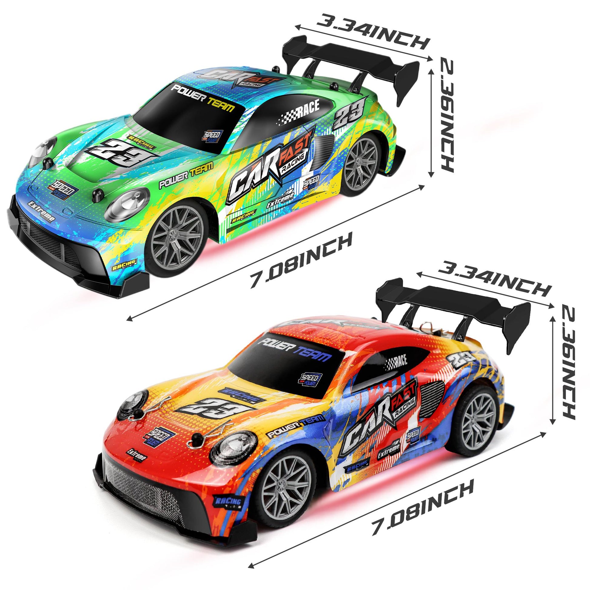 2-Car Set Drift RC Car: Electric Toy Car for Hobby Racing with Controller, 1:24 4WD High Speed RC Drift Cars (Equipped with LED Lights, Drifting Tires & Two Batteries), Christmas Gift for Adults & Kids