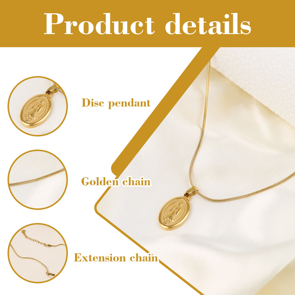 Gold Classic Disc-Shaped Pendant, Accessory for Birthday Party Wedding, Gift for Women