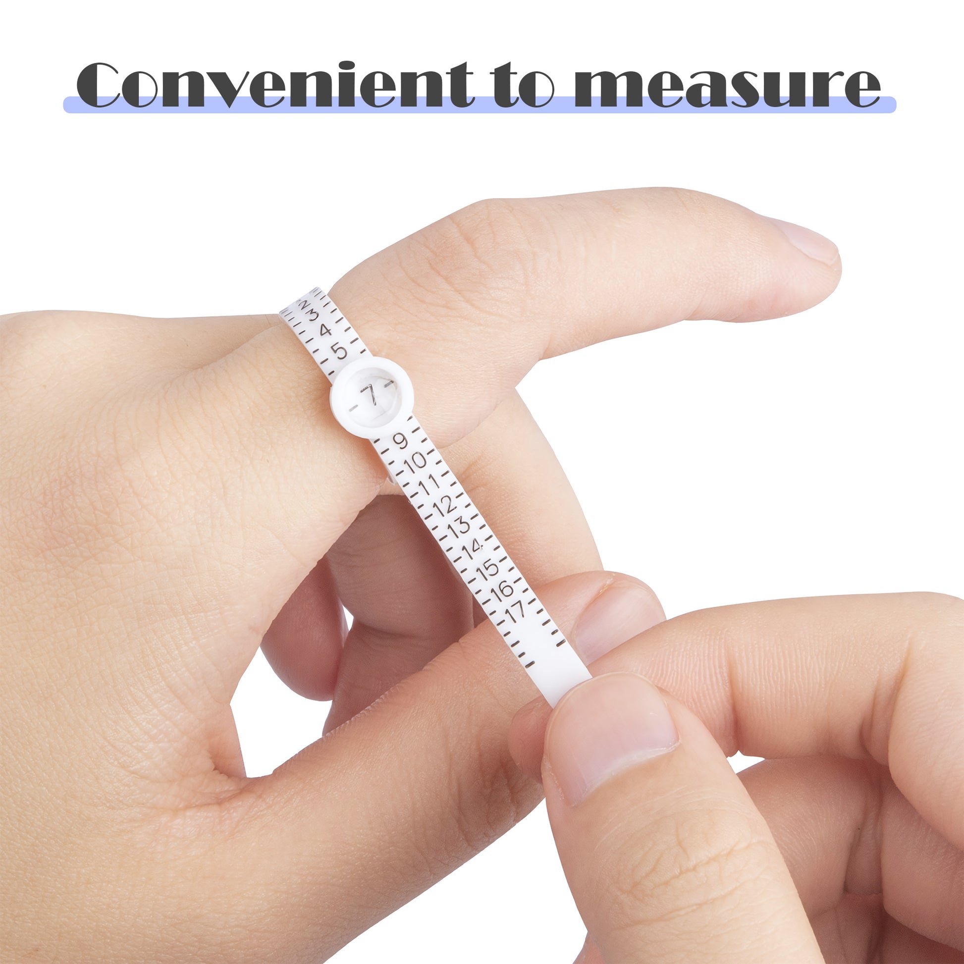 2 Counts Ring Sizer Measuring Tool, Reusable Finger Sizer Belt with Magnified Glass Pink & White