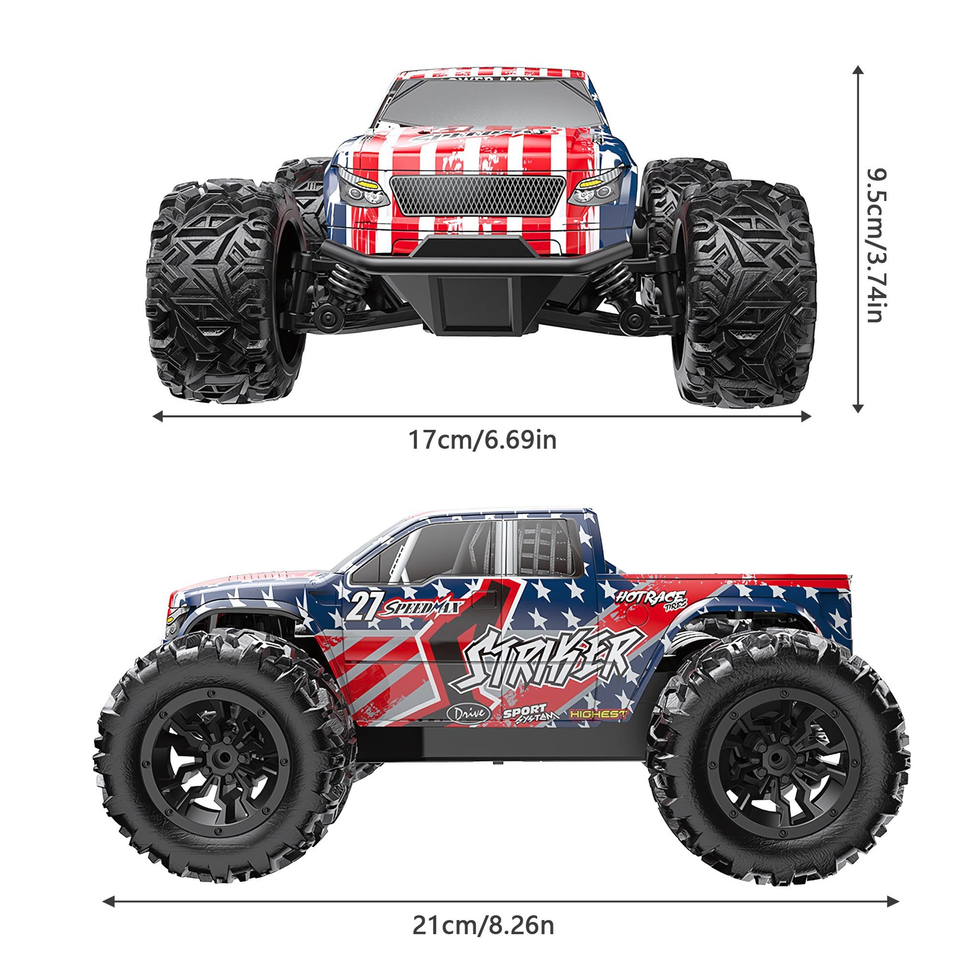 1:20 RC All - Terrain Pickup Truck - Red, 18 - 20KMH Speed, 2.4GHz Remote Control Off Road Vehicle, Waterproof Electric Powered Toy with Dual 3.7V 500mAh Rechargeable Batteries, Suitable for Kids and Hobbyists