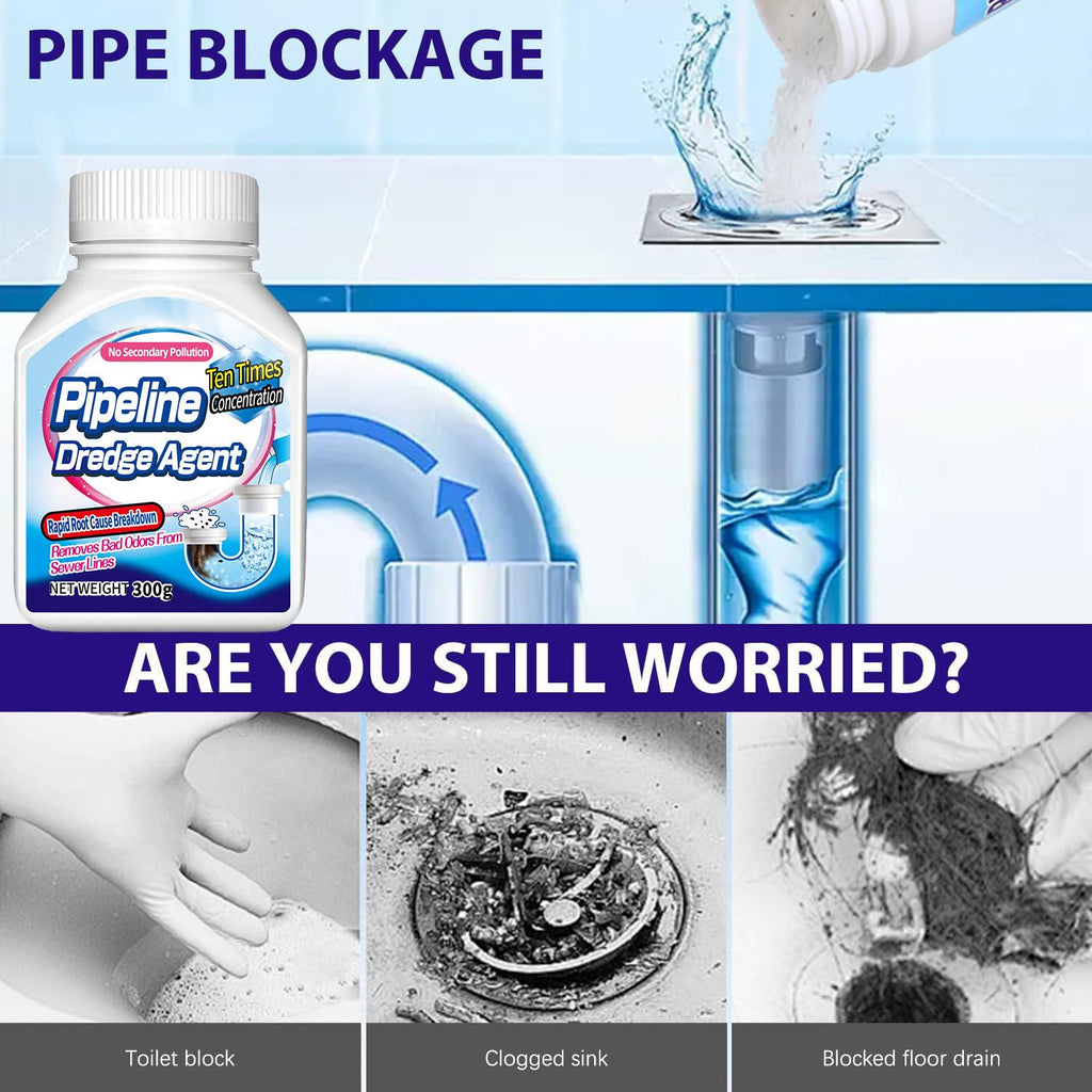 Pipeline Dredging Agent 300g - Powerful Quick Cleaning Drain Clog Remover for Kitchen Bathroom Toilet - Smooth Pipe Flow Restorer