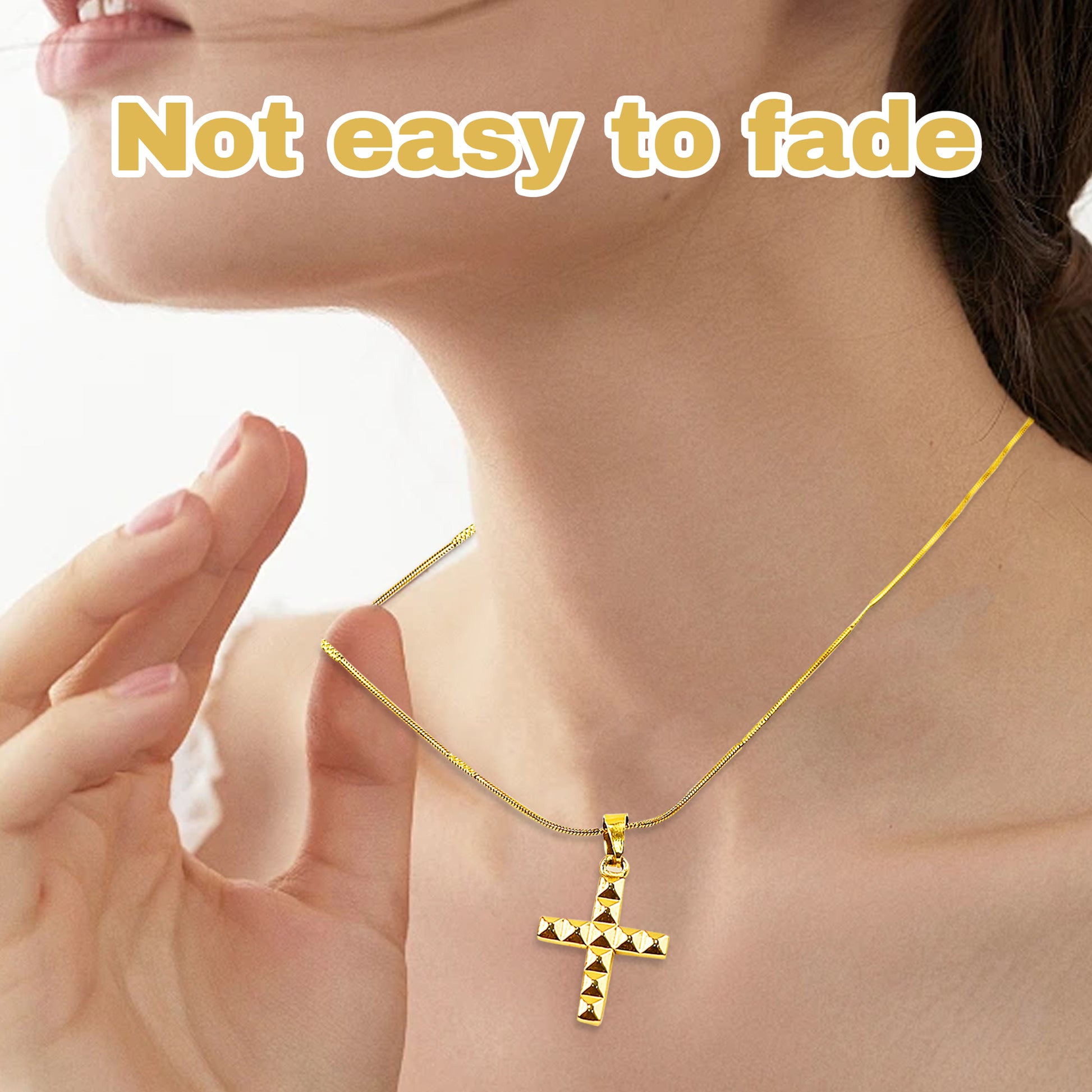 1 Count Cross Necklace Faith Pendant(Gold), Durable Alloy Material