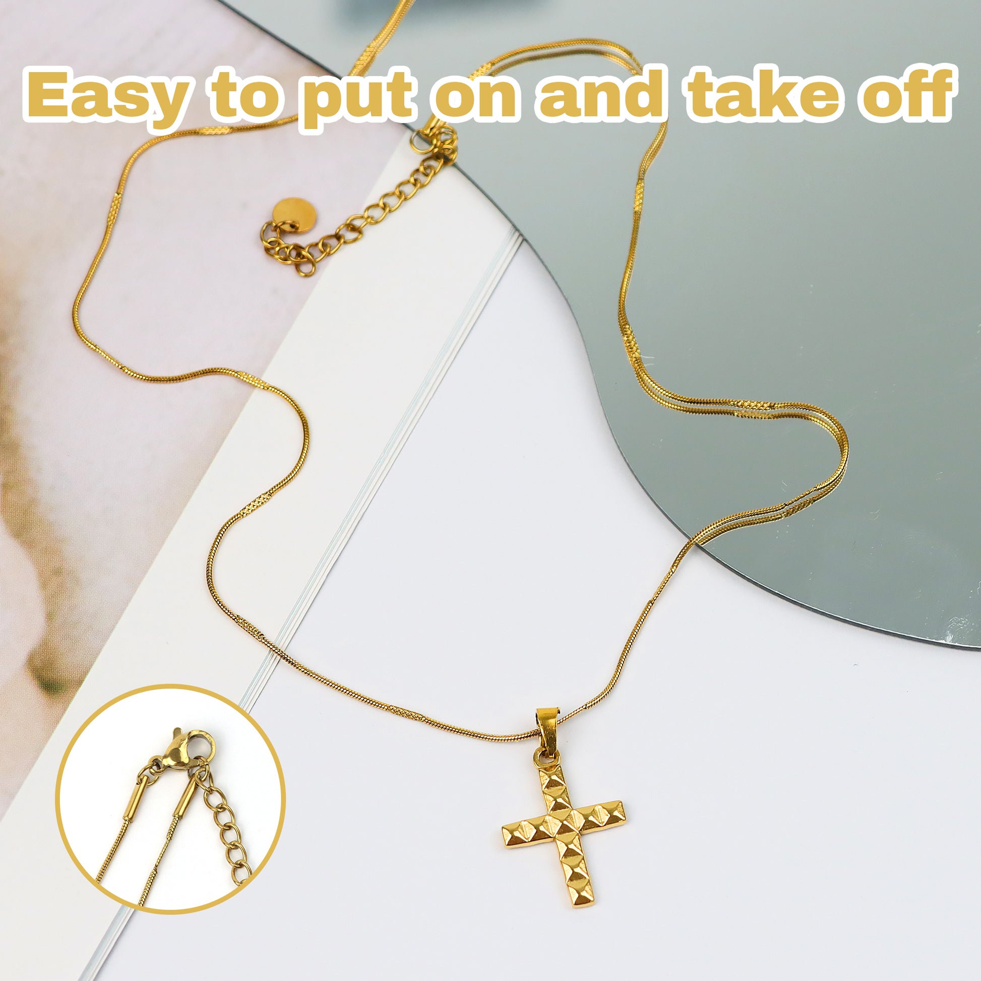 1 Count Cross Necklace Faith Pendant(Gold), Durable Alloy Material