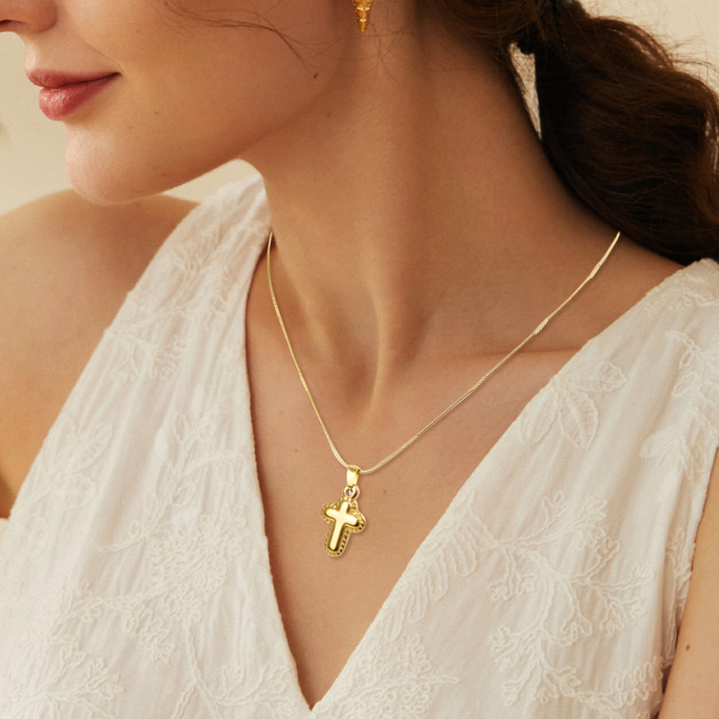 1 Count Classic Alloy Cross  Necklace For Women Men Fashion Choker Jewelry,Gold style combines layered